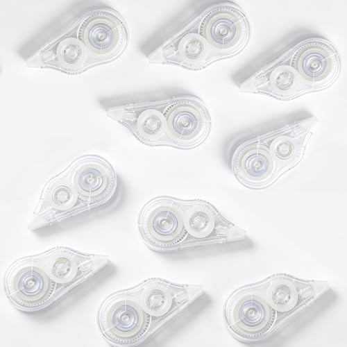 Lot de 10 Rubans Correcteurs Transparents avec Noyau Importé, 5mm x 12m, Blanco Correcteur Souris Blanc Haute Capacité pour École et Bureau, Application Lisse et Séchage Rapide, Fournitures Scolaires