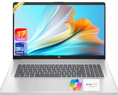 HP 17 Inch Laptop 2026 Edition, Intel 13th i3 CPU (8 Cores), 8GB RAM, 256GB SSD, 17.3 HD+ IPS, Windows 11, USB-C, Wi-Fi 6, Long Battery, Large Screen for Home, Office & Study