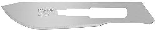 MARTOR 10x Skalpellklinge 9,7 mm, 1-fach, Stahl, Einfach-Facette | Im Magazin, beidseitig geschliffen, für Grafikmesser & Bastelmesser, Präzision, No. 21.50