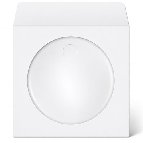 100 x White CD DVD Blu Ray Disc Sleeves With Transparent Window and Tuck Flap. Hold 1 Disc Of Any Format. Clear Window Displays Disc Artwork Clearly.