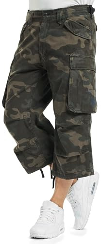 Brandit Industry Vintage 3/4 Shorts, Color: darkcamo, Size: XXL