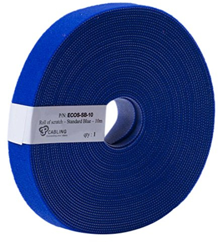Patchsee Eco-Scratch, Kabelbinder, 10m lang,19mm breit, Blau, Klettkabelbinder , hiqhquality , Patchkabelbinder , Kabelmanagement , robuster Klett-Kabelbinder , Anordnen von Netzwerkkabeln , zur Anwendung im Serverschrank , am Heim PC und im Büro / Office