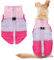 Idepet Hunde- und Katzenmantel mit Leine, Patchwork, gepolstert, für Welpen, Teddy, Chihuahua, Jacke, Weste, Kostüm, Mops, Größe M, Rosarot