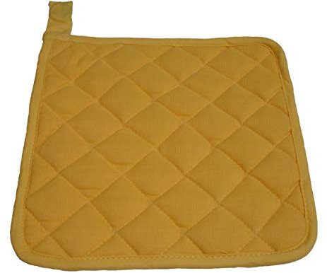 GiftsScotland Plain Yellow Quilted Kitchen Magnetic Pot Holder 'Linen Look' Fabric FREE UK POSTAGE