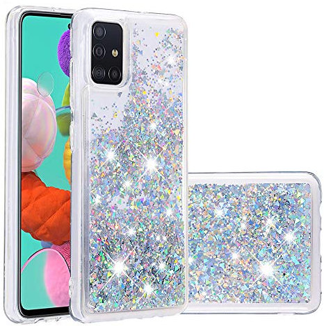 HiCASE Pro Hülle für Samsung Galaxy A51, Süß glänzend funkeln Glitzer Bling flüssigkeit Quicksand schutzhülle klar zurück stoßfest schlank weich TPU silikon stoßstange Abdeckung
