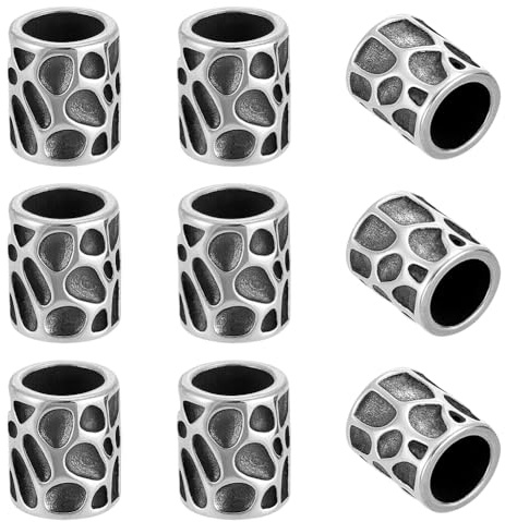 UNICRAFTALE 10 Stück 8 mm Loch Edelstahl Säulenperlen Antik Silber Farbe lose Perlen für DIY Halskette Armband Schmuckherstellung