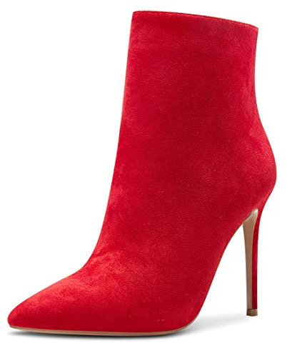 Castamere Stivali Donna Cerniera Polacchine Tacco a Spillo 10CM Rosso Scamosciato Scarpe EU 36