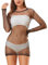 LemonGirl Women's Fishnet Lingerie Mesh Chemise Long Sleeve Babydoll Bodysuit Black