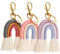 Hicarer Regenbogen-Schlüsselanhänger, Makramee-Weben, Regenbogen-Quaste, Schlüsselanhänger für Damen, 3 Stück, Klassische Farben, 4.5 x 2.4 inches