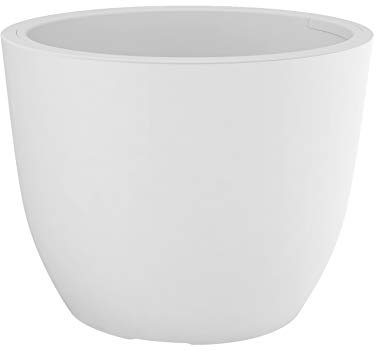 HOWE-Deko Blumentopf/Pflanztopf, klein, Höhe 30 cm, Ø 38,3, weiß, matt, 18 l Inhalt, mit herausnehmbarem Pflanz-Einsatz, für Innen und Außen, aus hochwertigem Polypropylen