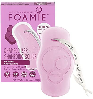FOAMIE Shampoo Bar, Acai for Volume, Plastic-Free, pH-Balanced, Soap-Free, No Sulphates or Parabens. Made in the UK.
