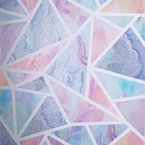 Pastel Geometric Wallpaper Glitter Liquid Marble Effect Pink Lilac Teal