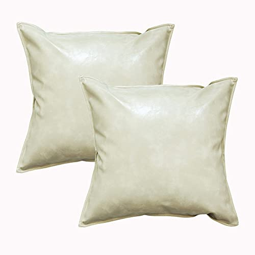 Kissenbezüge, 2er-Set, PU-Leder Kissenbezug, Wasserdicht Kissenhülle, Dekokissenhülle, Kissen Fall Für Sofa Schlafzimmer Balkon Garten (Weiß,45 * 45cm (1+1))