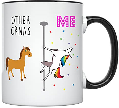 YouNique Designs CRNA Tasse, 325 ml, CRNA Tasse für Frauen, CRNA Woche, Kaffeetasse, Krankenschwester, Anästhetische Tasse (schwarzer Griff)