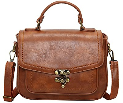 PORRASSO Umhängetasche Damen Schultertasche Retro Handtasche Schulterbeutel für Reise Dating Einkaufen Täglicher Gebrauch Braun