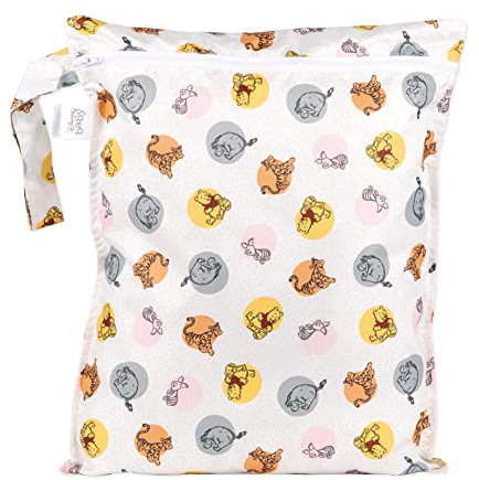 Bumkins Aduoke Waterproof Wet Bags for Baby, Disney Winnie The Pooh, Travel, Swimsuit, Cloth Diapers, Pump Parts, Gym Clothes, Toiletries, Strap to Stroller, Zipper Reusable Bag