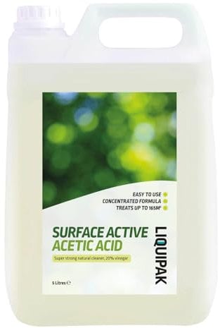 Surface Active Acetic Acid 20% Vinegar Cleaner | Concentrated Formula for Hard Surfaces | Strong & Effective Natural Cleaning Solution | 5 Litres