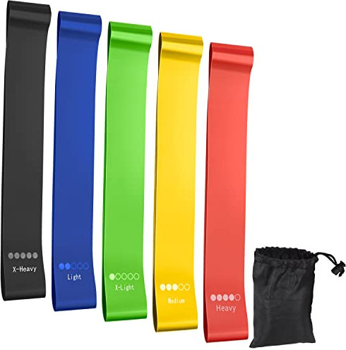 Fitnessbänder 5er Set Widerstandsbänder Hautfreundlich Fitnessband Anti-Rutsch Gymnastikband 5 Verschiedene Stärken Resistance Bands für Männer Frauen Krafttraining, Yoga, Pilates