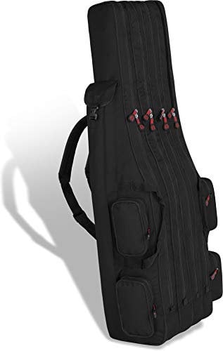 Rutentasche Rod Case Angelkoffer Futteral mit 2, 3 oder 4 Ruten-Fächern, Verschiedene Längen wählbar - stark wasserabweisender Fishing Rucksack Farbe Sch-warz 4 Innenfächer Größe 150 cm
