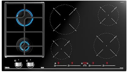 Teka 112570201, Piano cottura a induzione e gas, 88 cm JZC 96324 ABC BK (E4), Black glass
