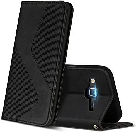 ZONNAVI Hülle für Samsung Galaxy J3 2016, PU Leder Handyhülle mit Kartenfächer und Standfunktion, Lederhülle Flip Wallet Case Schutzhülle für Samsung J3 2016 (Schwarz)