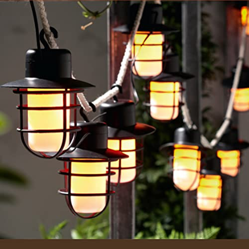 Solar Lichterkette Aussen,SUAVER Vintage 10LED Solar Laternen mit LED FLAMMEN-EFFEKTBELEUCHTUNG Wasserdicht Solarlampen mit Lampenschirmen,Fairy Lights Deko Hochzeit Outdoor für Garten,Party
