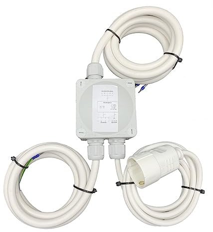 Power Splitter Küchenanschlussbox 2m Küchenanschlussverteiler 3-fach für Kochfeld & Backofen an Herdanschlussdose - Splitter Box Verteiler Montagehilfe 2,0 Meter