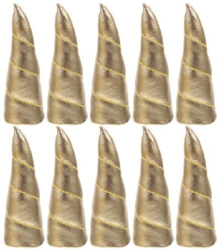 POPETPOP 10 Stück Einhornhorn Selbstgemacht Kopfschmuck Zubehör Kompaktes Falsches Horn Goldenes 8cm Horn Vielseitige Dekoration Für Haarspangen Puppen Und Kleidung
