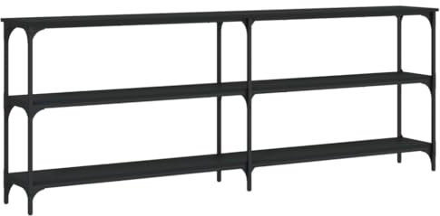 vidaXL Table Console, Table d'Appoint avec Pieds, Bout de Canapé avec Rangement, Meuble d'Entrée Salon Couloir, Industriel, Noir Bois d'Ingénierie