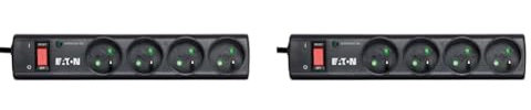 Eaton Multiprise/Parafoudre - Eaton Protection Strip 4 FR - PS4F - 4 Prises FR - Noir (Lot de 2)