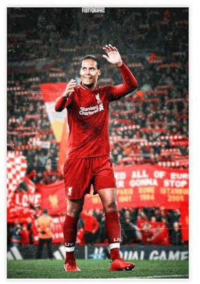 Virgil Van Dijk Poster Fußball Fußball Poster 26 Leinwand Poster Wandkunst Dekor Druck Bild Gemälde für Wohnzimmer Schlafzimmer Dekoration ungerahmt 50 x 75 cm