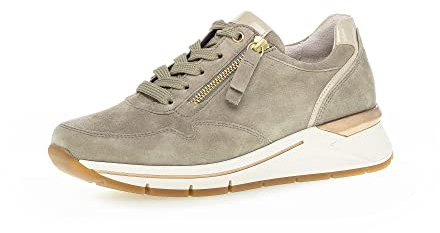 Gabor Damen Low-Top Sneaker, Frauen Halbschuhe,Komfortable Mehrweite (H),schnürschuhe,schnürer,keil Sneaker,Schilf/muschl(Gold,37.5 EU / 4.5 UK