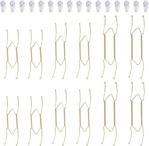 Paquete de 10 ganchos para platos, ganchos de pared de 4 pulgadas y 12 ganchos de pared, compatibles con platos decorativos de 4 a 4.5 pulgadas, porcelana antigua, platos antiguos y artes (4 6 8