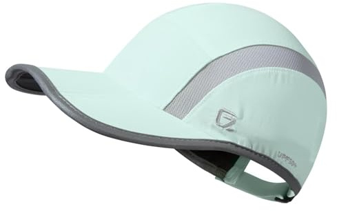 GADIEMKENSD UPF50+ Quick Dry Sports Hat Lightweight Breathable Reflective Outdoor Running Cap (Folding Series, Mint Green)