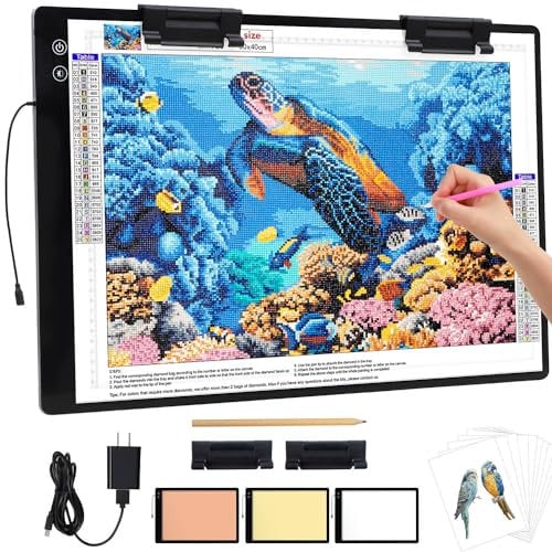 Zocelight Rechargeable A2 Light pad for Diamond Painting,A2 Light Board with 5200mAh Battery,6 Levels Dimming/3 Color temperatures 5500 Lux Super Bright Light Box for Drawing,Sketching,Animation