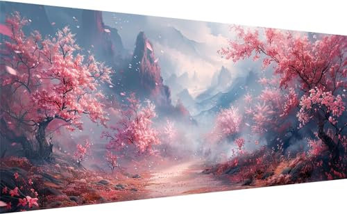 Peinture Diamant Adulte, 5D DIY Diamond Painting fleurs cerisier Kit Complet, 85x40cm Loisirs Créatifs Adultes printemps Diamond Painting Grand Format, Diamond-Painting Décoration Murale Cadeau X_4