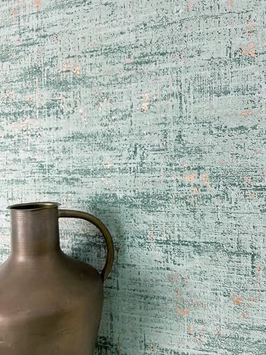 NEWROOM Tapete Grün Vliestapete Used-Look - Mustertapete Modern Blau Rosegold Beton Metallic Loft Tapete Industrial Glanz Rustikal inkl. Tapezier-Ratgeber