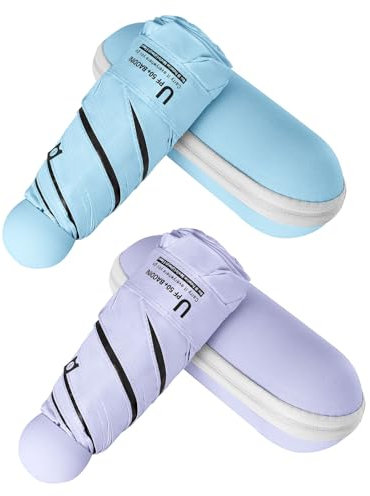 BAODINI Mini paraguas de viaje pequeño con funda, ligero con marco de aluminio, tamaño compacto, protección UV, paraguas para niños y mujeres