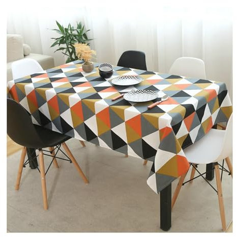 Tischdecken Abwaschbar 135x180CM, Tischtuch Outdoor Wetterfest Nordisch mit Dreieck Motiv Tischdecken für Draußen Party Garten