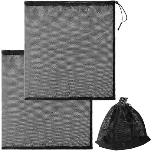 LICQIC Water Pump Bag, Pond Filter Mesh, Water Filter Net Cover with Drawstring, 2 Pcs 47 x 47 cm, Black
