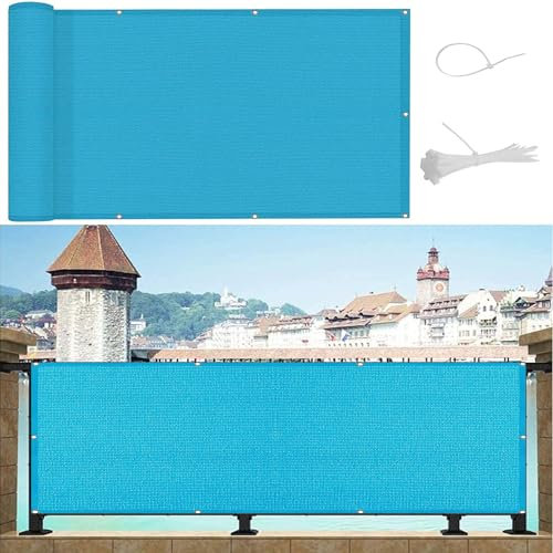 Filet de balcon coupe-vent avec protection UV pour terrasse de jardin, bleu, 144,8 x 599,4 cm