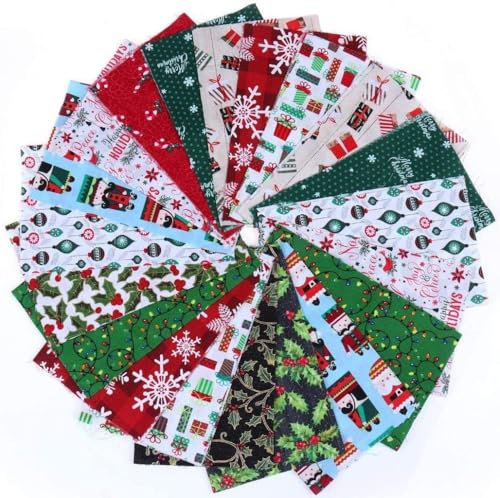 20 Stücke 20 x 25cm Weihnachtsstoffbündel Nähen Stoffe Textilien Christmas Thema Stoff Patchwork Baumwolle Gemischte Quadratisch Bundle Nähen Quilting Handwerk