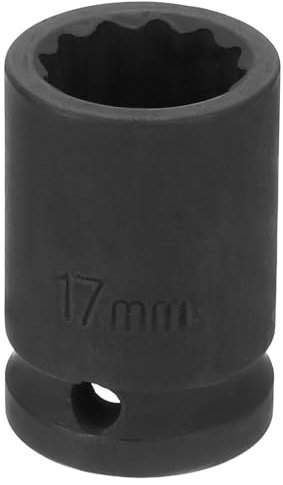 sourcing map 12-Point Impact Socket 1/2 Inch Drive 17mm Metric Cr-V Shallow Impact Socket Nut Driver Wrench for Auto Repair