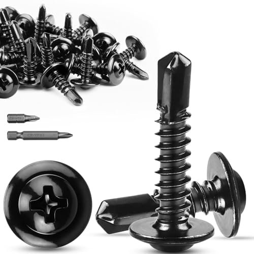 TXXATX Vis Autoforeuse Metal M4,2x19 mm Vis Autoperforante 60 Pièces Vis Autoforeuse Inox Acier Inoxydable 410 Kit de Vis Autoperceuses avec 2 Forets Vis Inox pour Meubles Metal Bois Fenêtres Portes