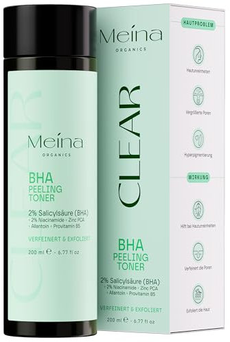 Meina 2% BHA Peeling, Salicylsäure Toner gegen Pickel, Akne und Mitesser, Gesichtspeeling mit Niacinamide, Salicylic Acid Exfoliant, Gesichtspflege, Schnell einziehend, Poren verkleinern, 200ml