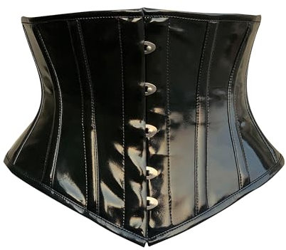 OH WEARS Corset en PVC noir avec baleines en acier pour Halloween, Noir , XXL