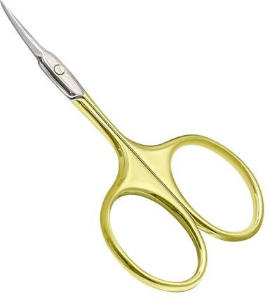 CGBE Professionelle Nagelhautschere mit Gebogener Spitze aus Edelstahl, Hautschere Extra Fein Extra Scharf, zum Präzisen Kürzen Entfernen von Nagelhaut, Augenbrauen und Wimpern, Gold