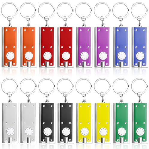 GOMETY Lot de 16 lampes de poche LED porte-clés pour enfants, mini lampe de poche LED, porte-clés pour enfants, mini lampe de poche LED carrée