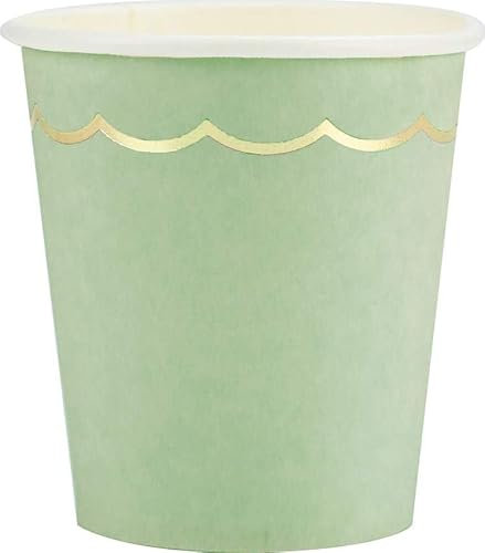 Party Pro 913VSG, Sachet de 8 Gobelets, Vert Sauge et Or