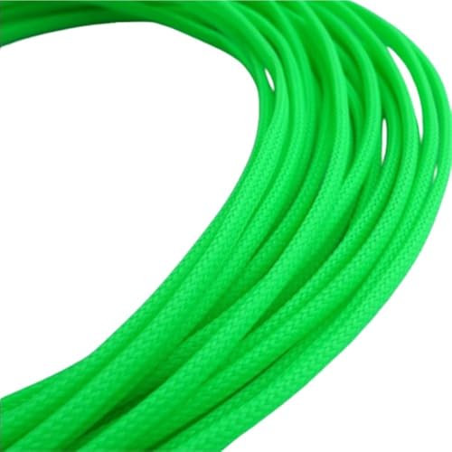 LYVQZPWLR Wire Loom Wire Braid Sleeving, PET Expandable Braided Sleeving, Black Blue Red Flat PET Sleeves, Braided Expandable Cable Wire Snakeskin Sleeving 1pc(Fluorescent Green,4MMx10M)
